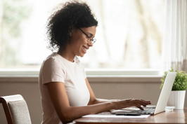 a woman typing